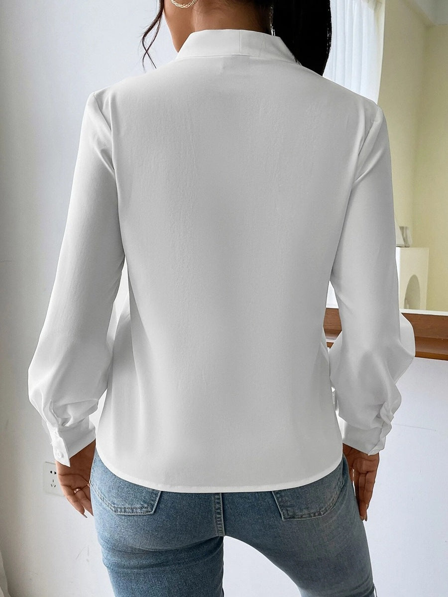 W&W Mode | Satinbluse Mit V-ausschnitt Und Puffärmeln Für Damen