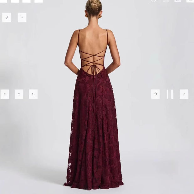 Damen Elegante Spitze A-Linie Abendkleid WW