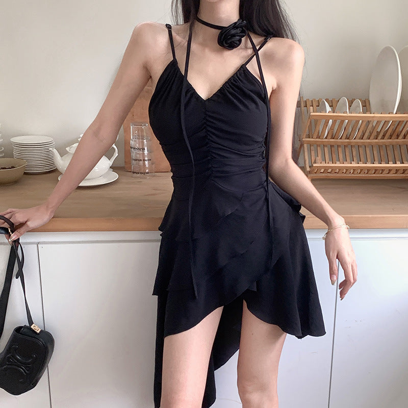 Damen asymmetrisches Sommerkleid mit Rüschendetails W&W