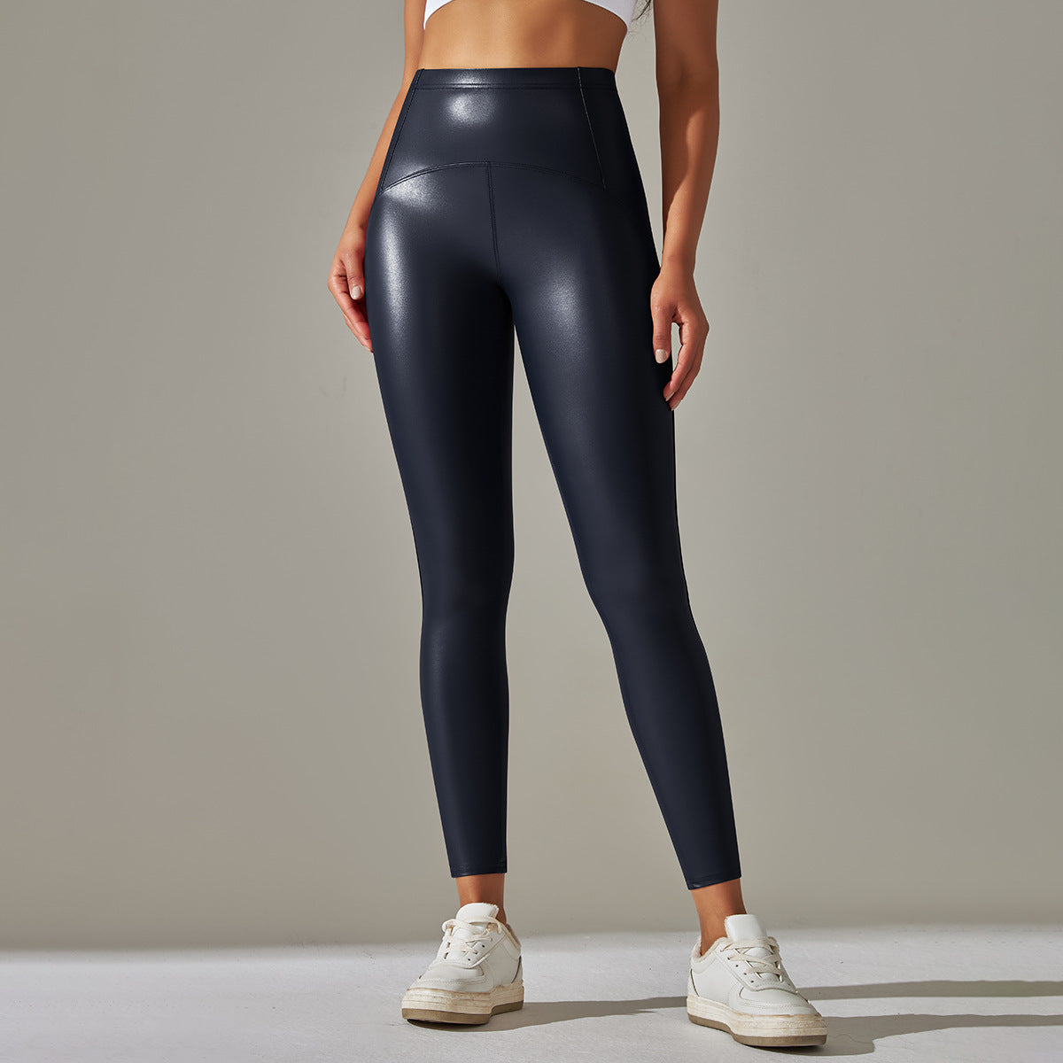 Damen Hochtaillierte, glänzende Fitness-Leggings mit sculptierendem Effekt WW
