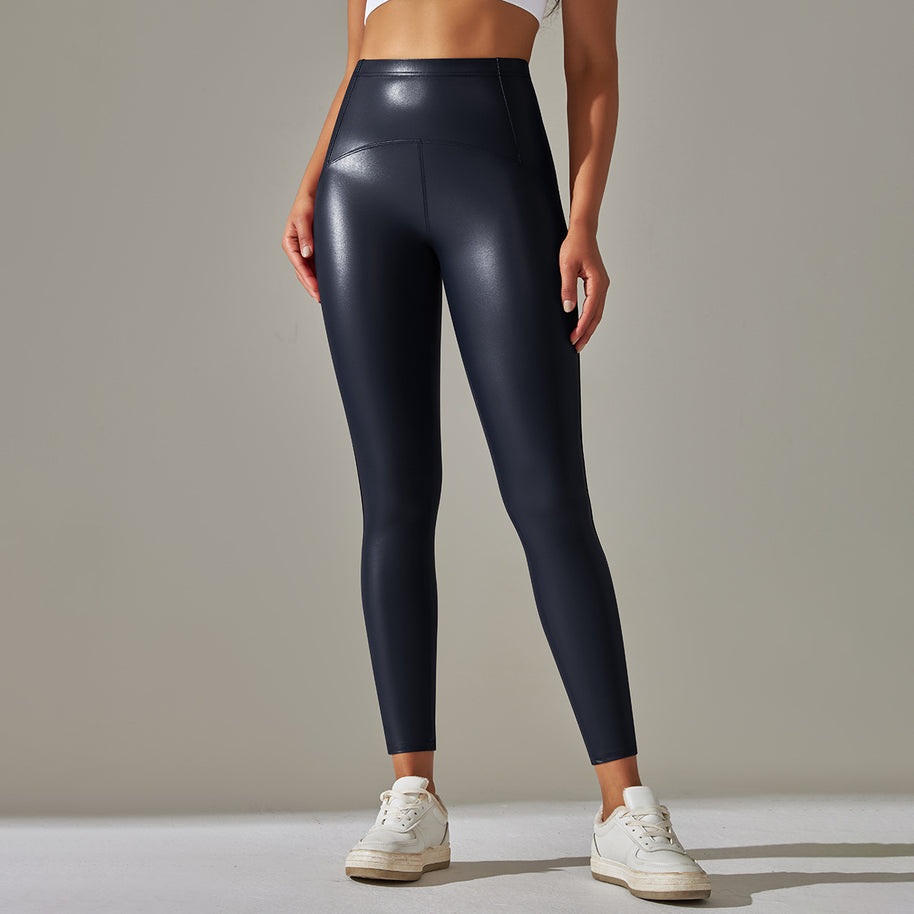 Damen Hochtaillierte, glänzende Fitness-Leggings mit sculptierendem Effekt WW