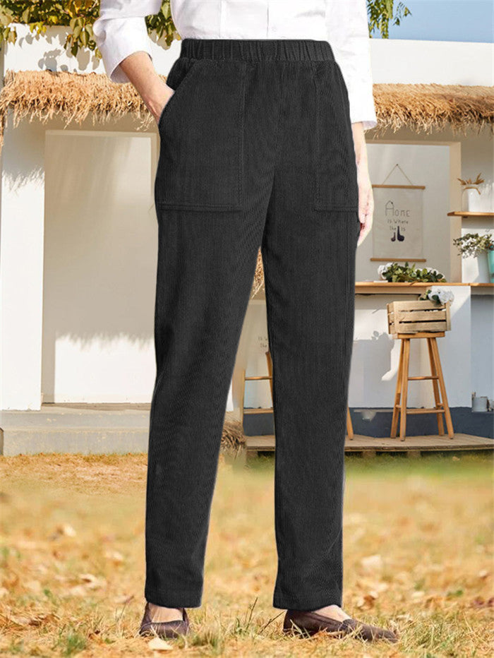 Damen lässige Cargo-Hose mit elastischem Bund und praktischen Taschen WW