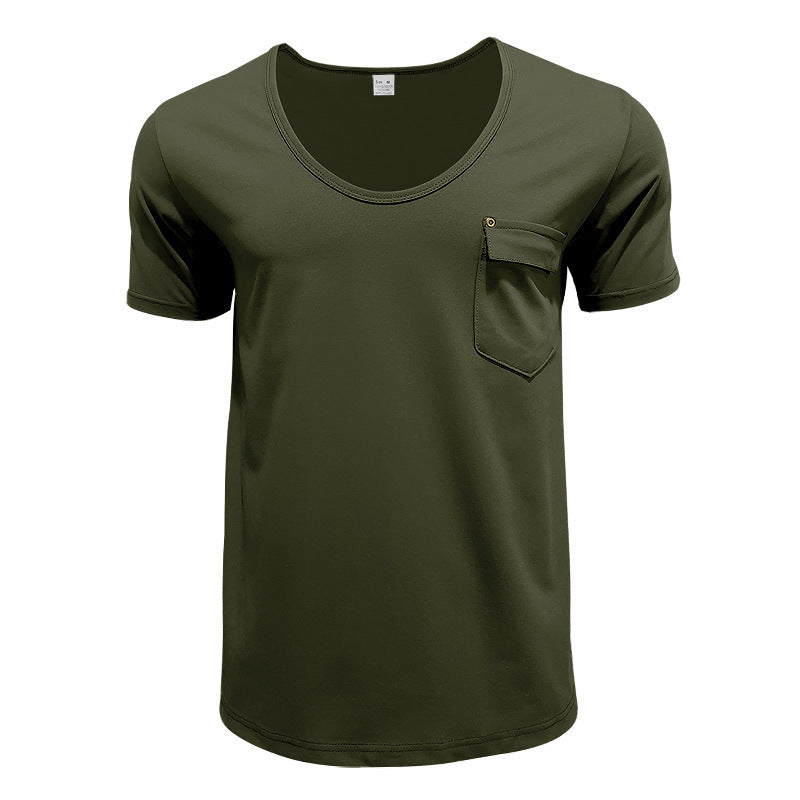 Herren hochwertiges T-Shirt mit lässigem V-Ausschnitt und praktischer Brusttasche WW