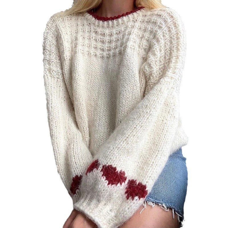 Damen Strickpullover mit trendigem Herzdesign WW