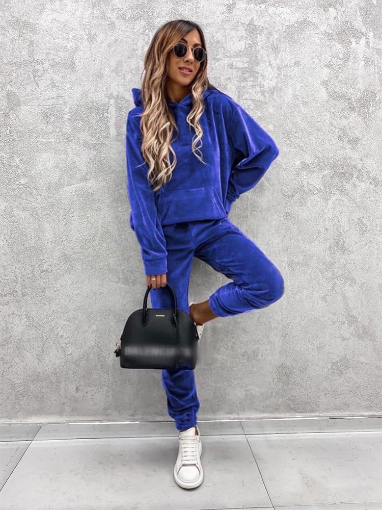 Damen kuscheliges Fleece-Set mit oversized Hoodie und bequemen Jogginghosen WW