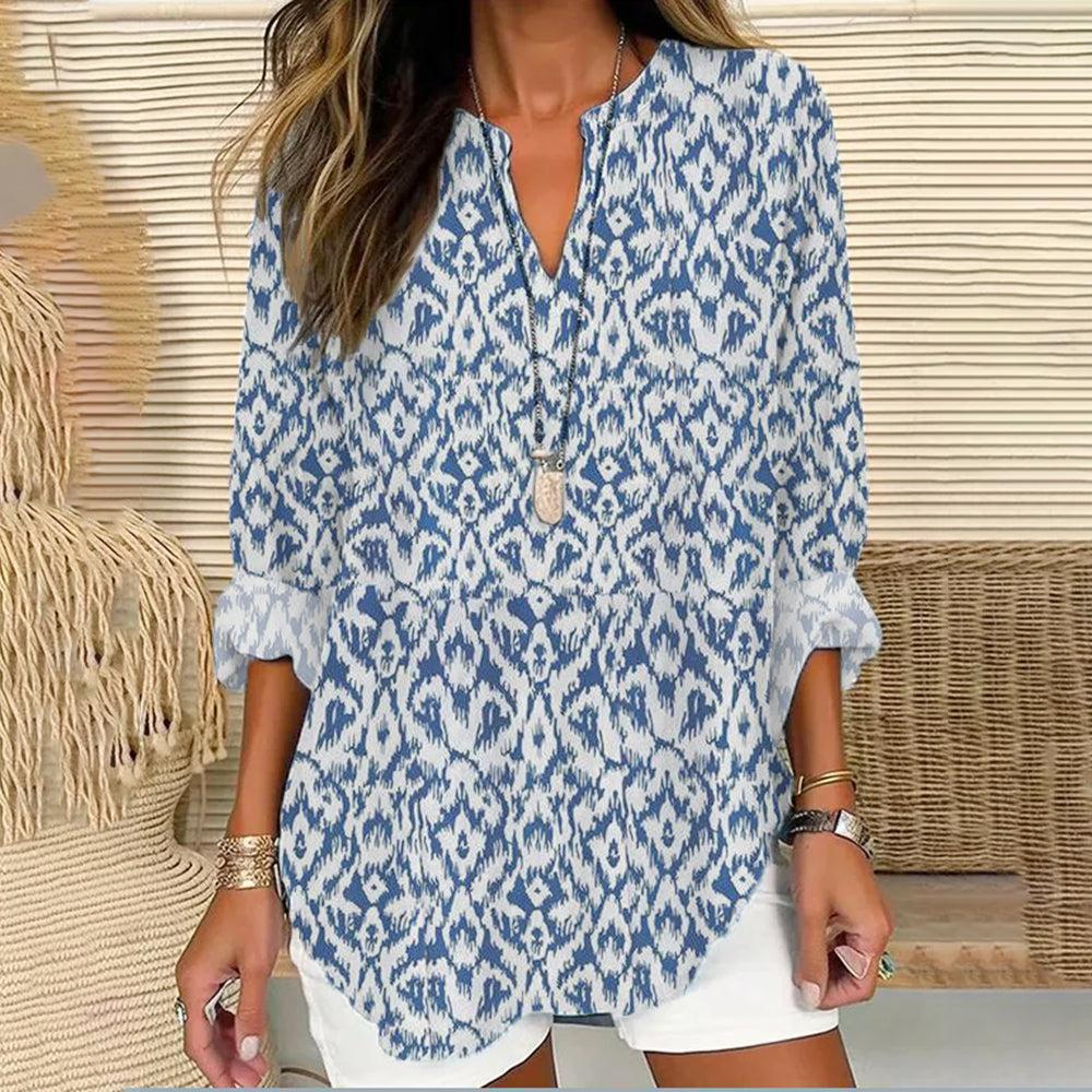 W&W Mode | Damen V-ausschnitt Langarm Bluse