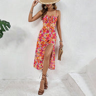 Damen Midikleid mit floralem Muster und hohem Seitenschlitz W&W