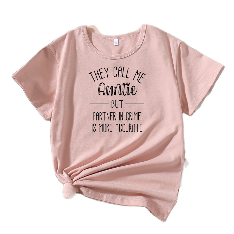 Frauen Verspielt Tante Grafik T-Shirt WW