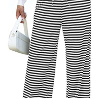 Damen weite Streifenhose mit elastischem Bund und Kordelzug WW