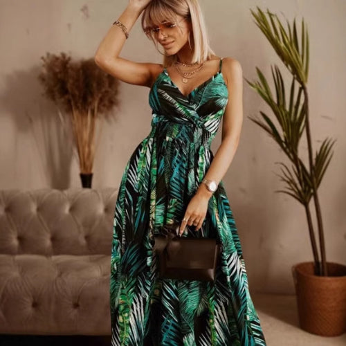 Damen Tropischer Druck Maxikleid WW