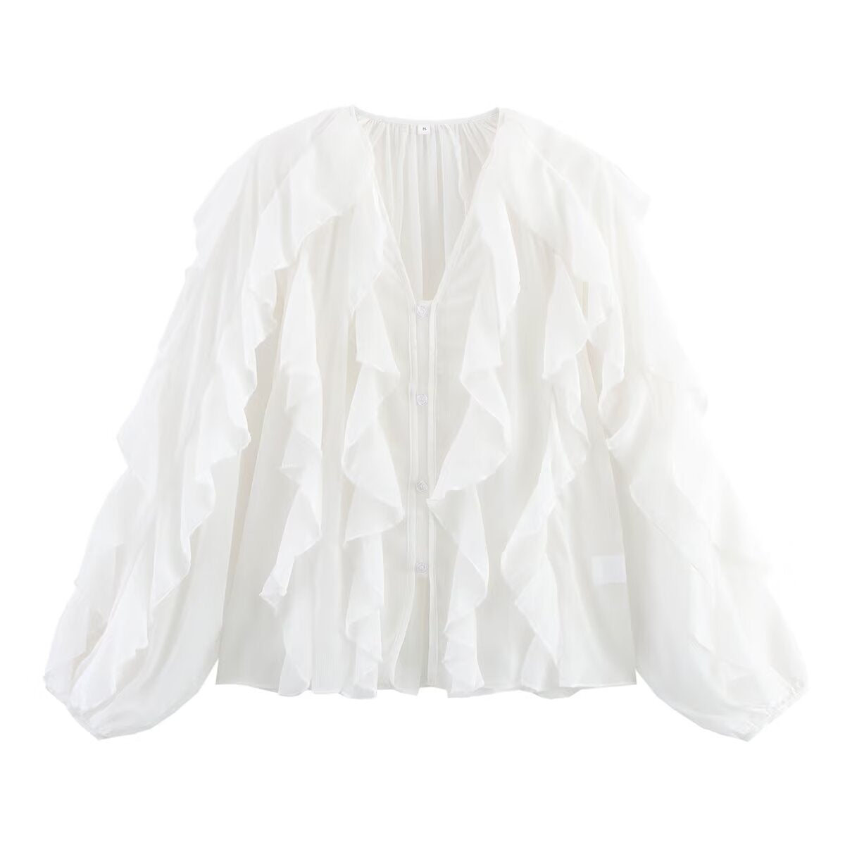 Damen Bluse mit voluminösen Rüschendetails und elegantem Schnitt WW