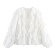 Damen Bluse mit voluminösen Rüschendetails und elegantem Schnitt WW