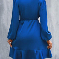 WW | V-Ausschnitt Kleid Satin Taille Eng Niedrig Ausschnitt Lässig Midi Kleid Süß Frauen Kleidung