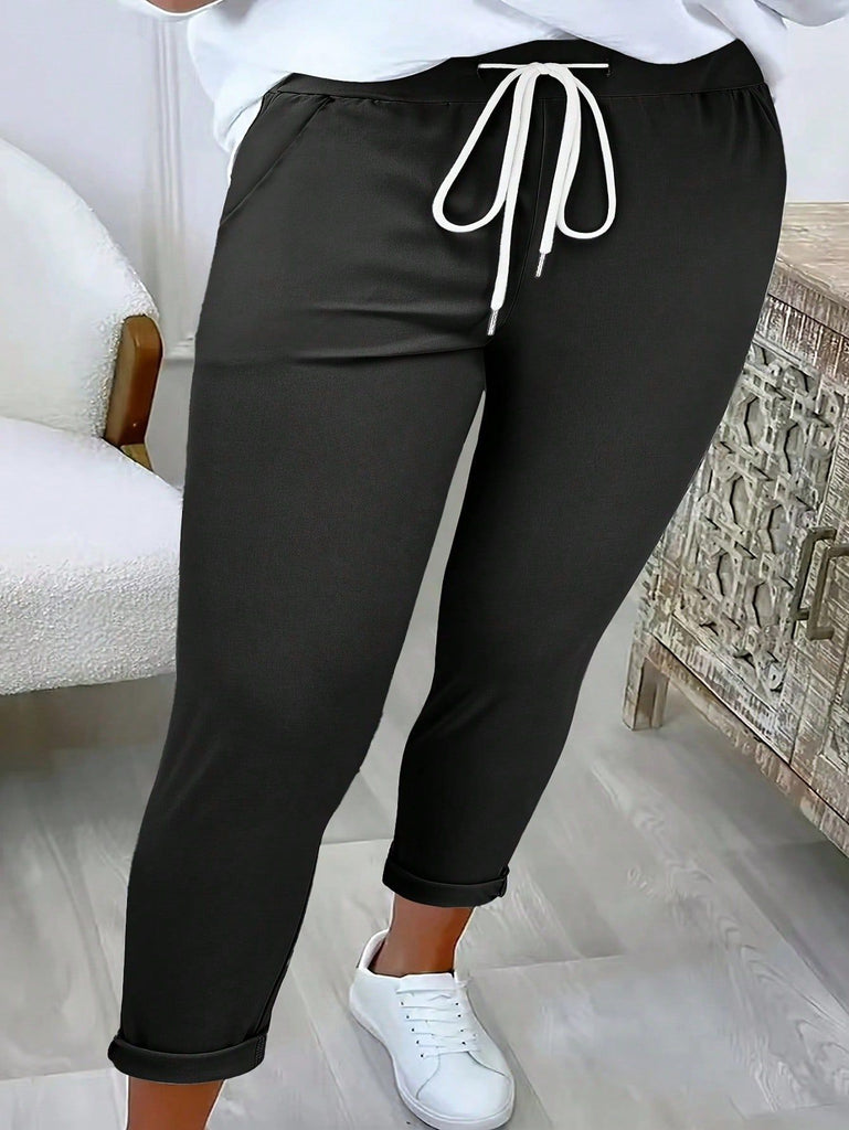 Damen Freizeit-Hosen mit elastischem Bund und Kordelzug WW