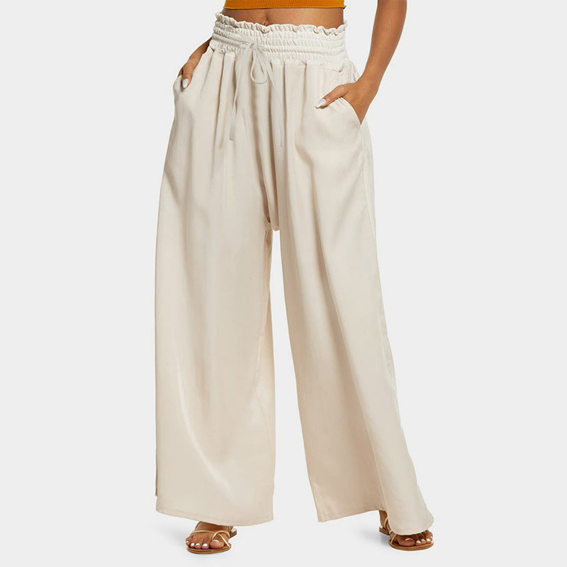 Damen Weit geschnittene Hose mit elastischem Bund und praktischen Taschen WW