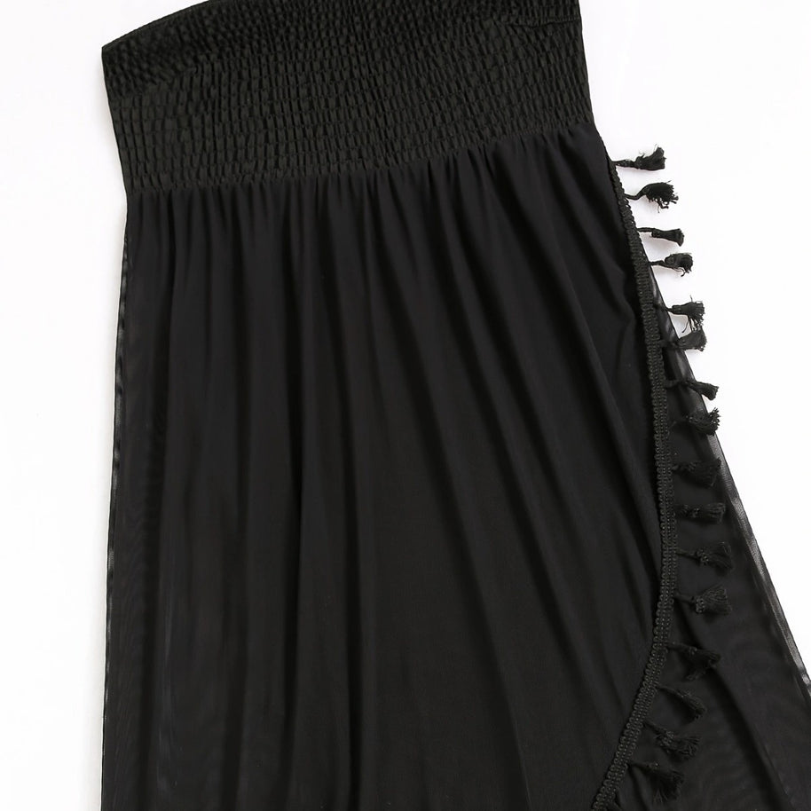 Damen Strandkleid mit raffiniertem Volant und elastischen Anpassungen WW