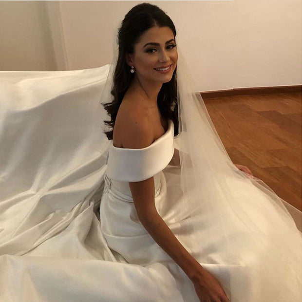 WW | Elegante Frauen Hochzeit Off-neck Kleid