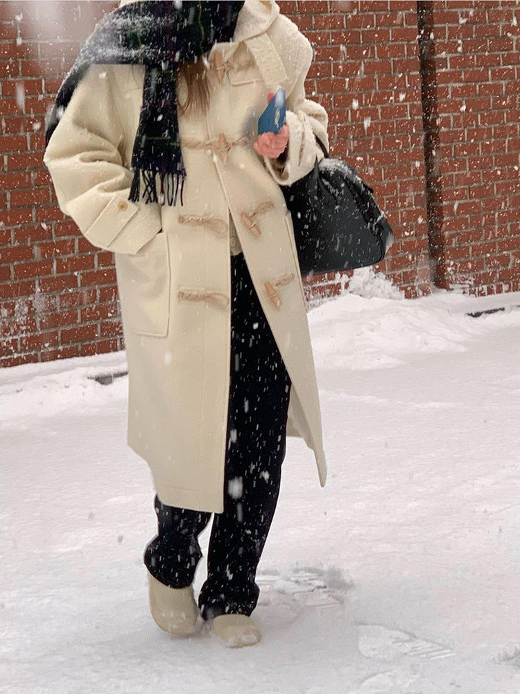 Damen Woll-Duffle-Coat mit Knopfverschluss WW