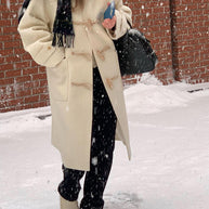 Damen Woll-Duffle-Coat mit Knopfverschluss WW