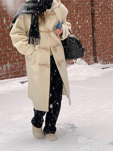 Damen Woll-Duffle-Coat mit Knopfverschluss WW