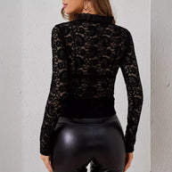 WW | Rüscheneinlagiges Paisley-Spitzen-Tee-Bluse