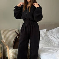 Damen bequemer und stylischer Fleece-Jumpsuit WW