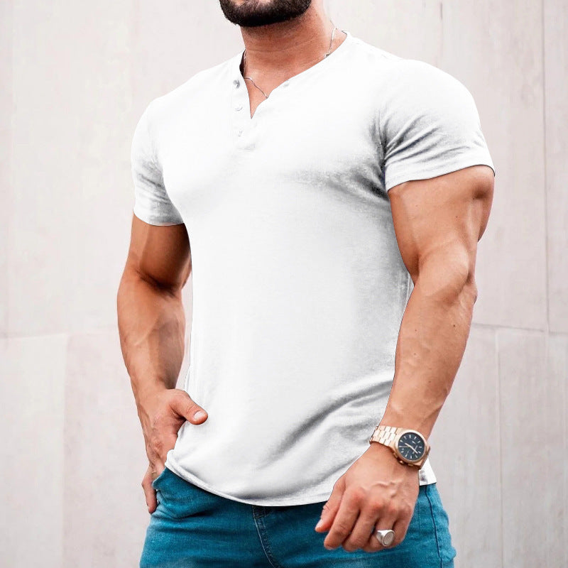Herren modisches Kurzarmshirt mit klassischem Knopfleisten-Design WW