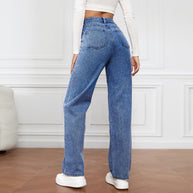 Damen Weite High-Waist Jeans im klassischen Stil mit betontem Bein WW