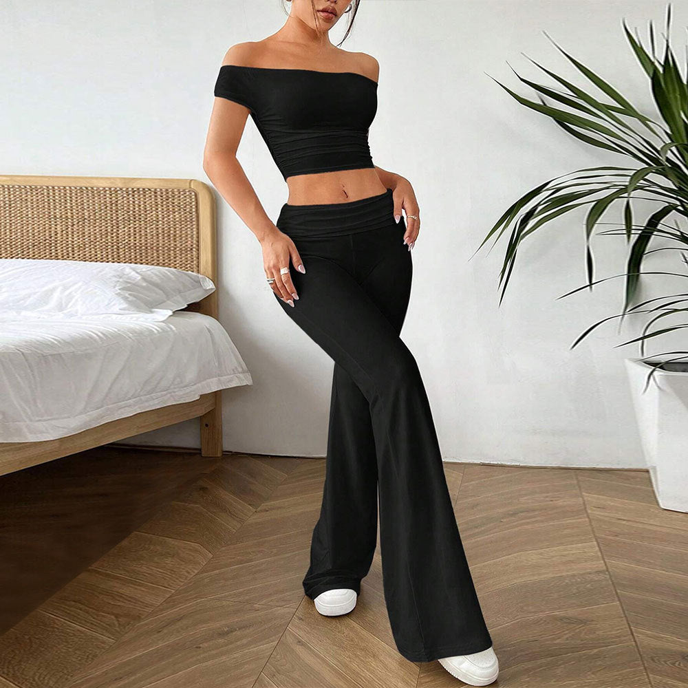 Damen cropped Oberteil und Palazzo-Hose Set W&W Mode