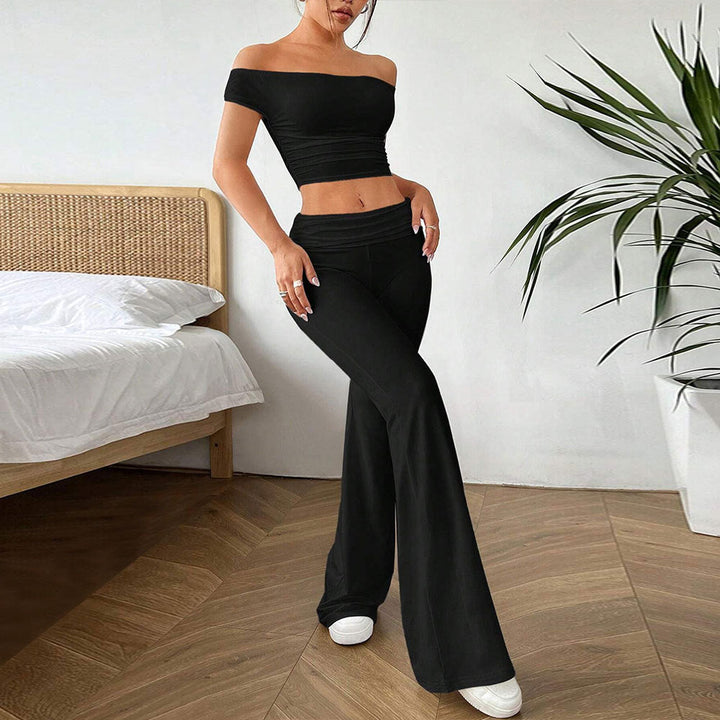 Damen cropped Oberteil und Palazzo-Hose Set W&W Mode