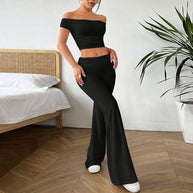 Damen cropped Oberteil und Palazzo-Hose Set W&W