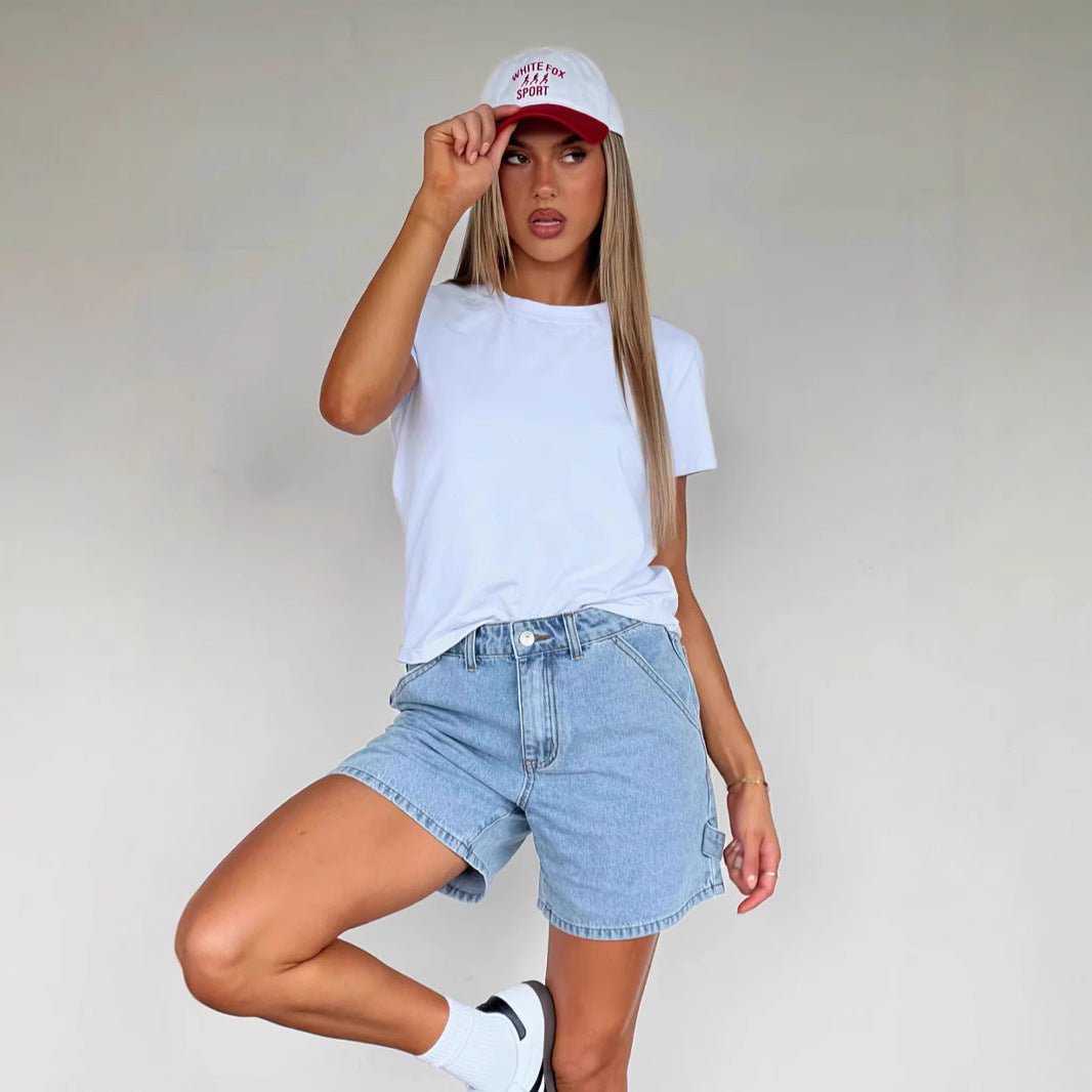 Damen High-Waisted Denim Shorts mit lässigem Schnitt WW