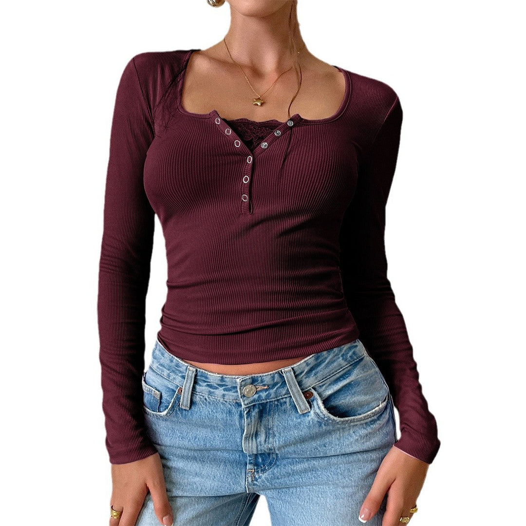 Damen Langarmshirt mit Knopfleiste und Rippstruktur W&W Mode