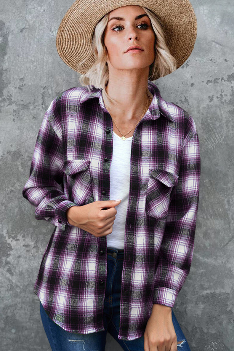 Damen Karo-Hemdjacke aus weichem Flanell mit praktischen Taschen W&W Mode