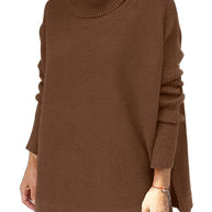 Damen oversize Rollkragenpullover mit strukturiertem Strickdesign WW