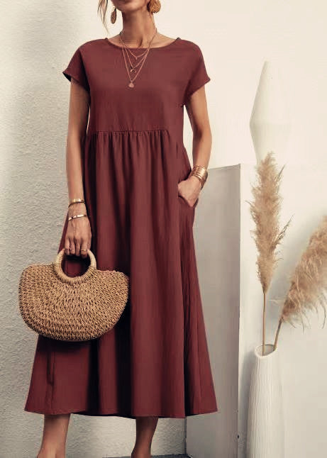 Damen Midikleid mit lässigem Schnitt und seitlichen Taschen W&W Mode