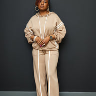 Damen sportliches Lounge-Set mit modernem Hoodie und weitem Hosen WW