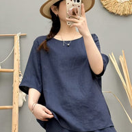 Damen Relaxed Fit Leinen Oversized Top WW