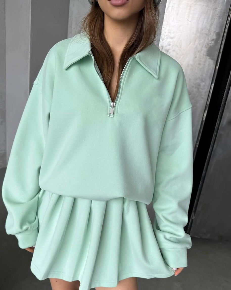 Damen sportlicher Pullover mit Reißverschluss WW