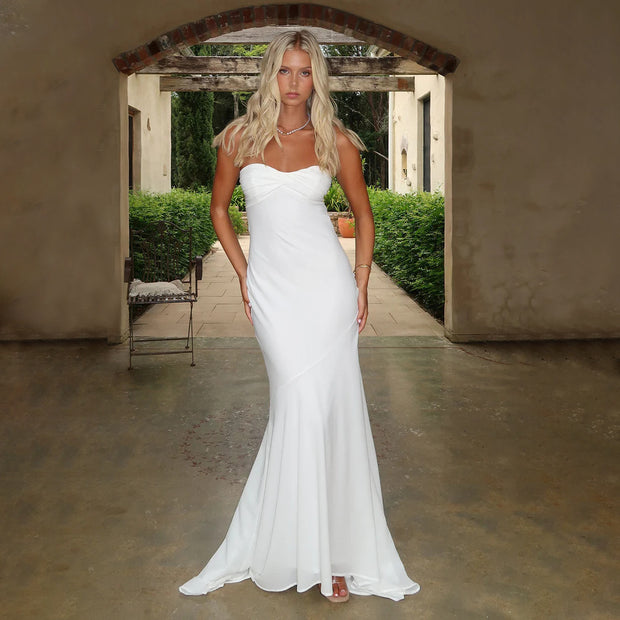 Damen Elegantes trägerloses Maxikleid mit fließendem Schnitt und kurvenbetontem Design W&W