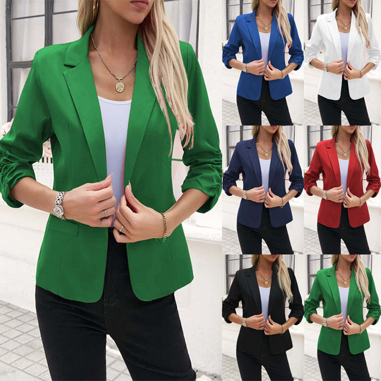 Damen modische Blazerjacke mit innovativem Schnitt und elastischen Ärmeln WW