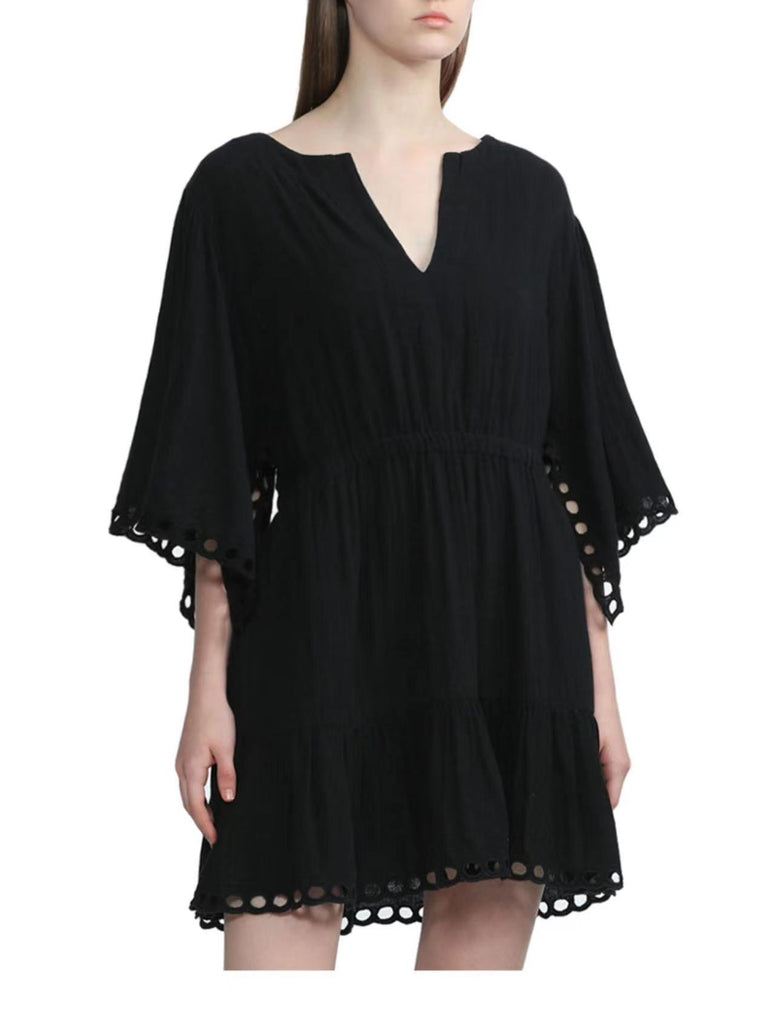 Damen Luftiges Sommerkleid mit Ziernähten und weitem Saum WW