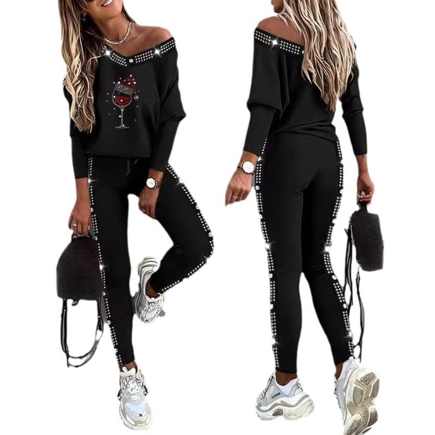 Damen Sportliches Set mit Glitzerakzenten WW