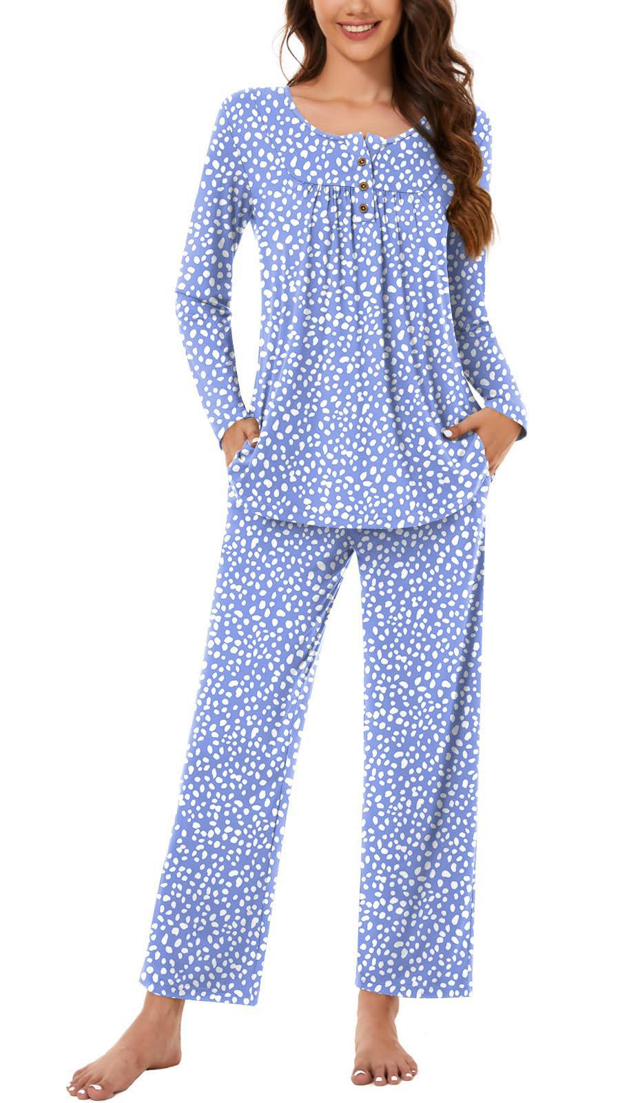 Damen Schlafanzug-Set mit weichem Stoff und praktischen Taschen WW