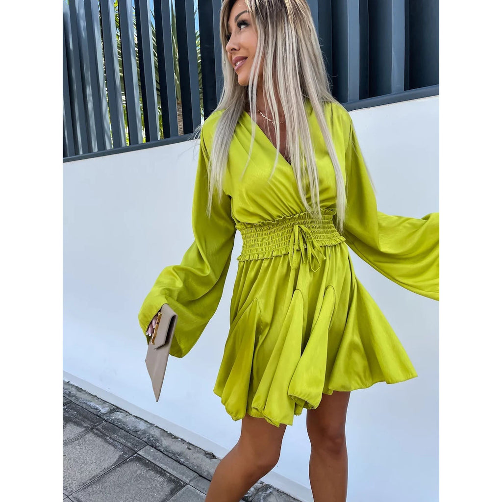 WW | Frühling Sommer Plissiertes Kleid Freizeit Lockere Urlaub Frauen Kleidung Kleid