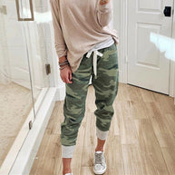 Damen bequeme Camouflage Jogginghose mit elastischem Bund und Bündchen WW
