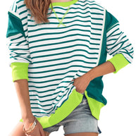 Damen gestreifter Sweatshirt mit übergroßem Schnitt WW