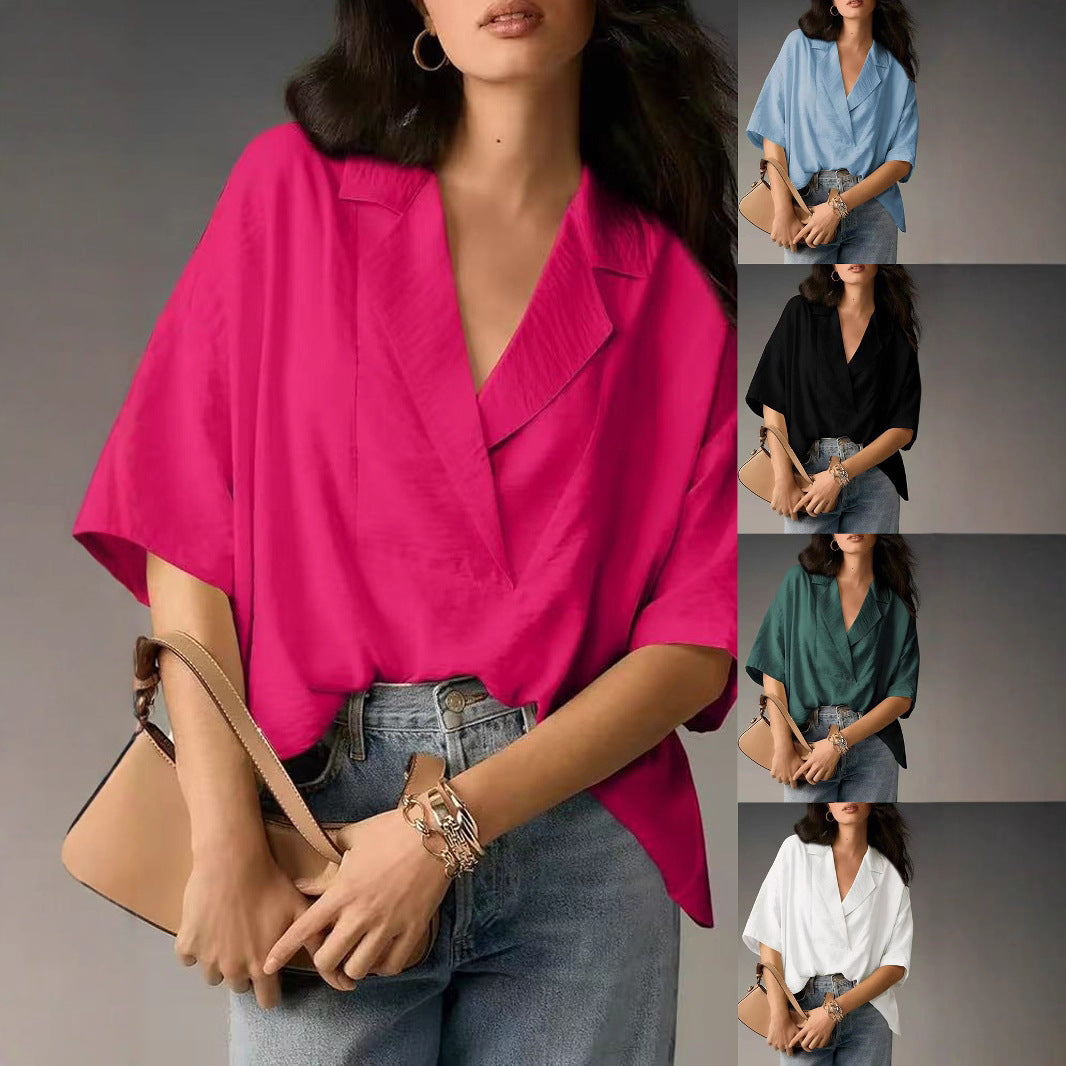 Damen lässige Seidenbluse mit schickem Schnitt WW