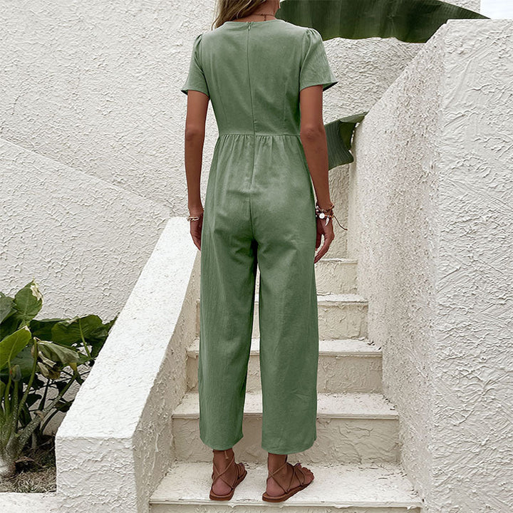 Damen Jumpsuit mit knöpfbaren Details und luftigem Schnitt W&W Mode