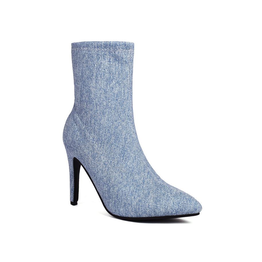 Damen Spitz-Zeh Denim Stiletto Booties WW